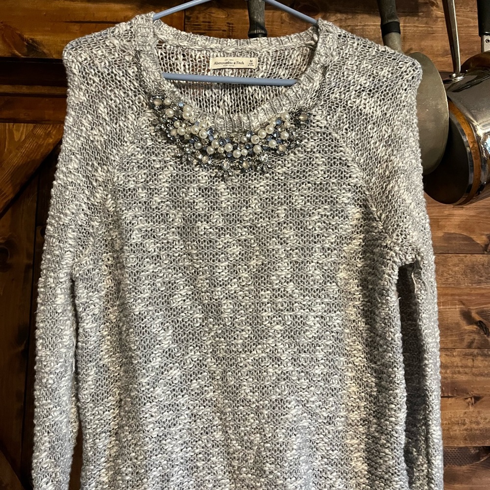 Abercrombie sweater with jeweled neckline
